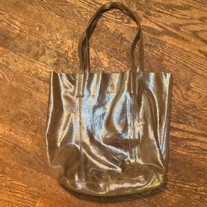 Anthropologie Shiny Gold Tote Bag